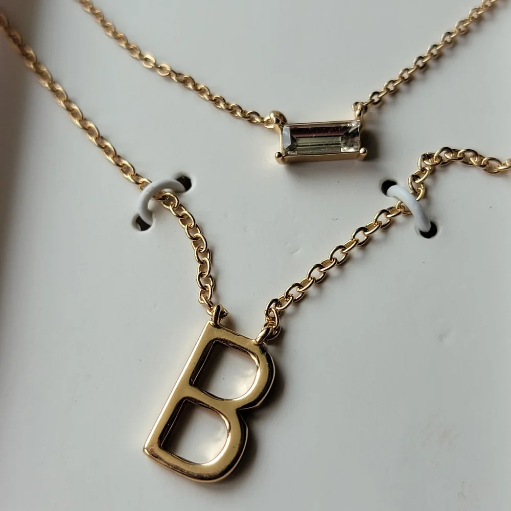 2-piece Necklace Set Gold Tone Initial Letter 